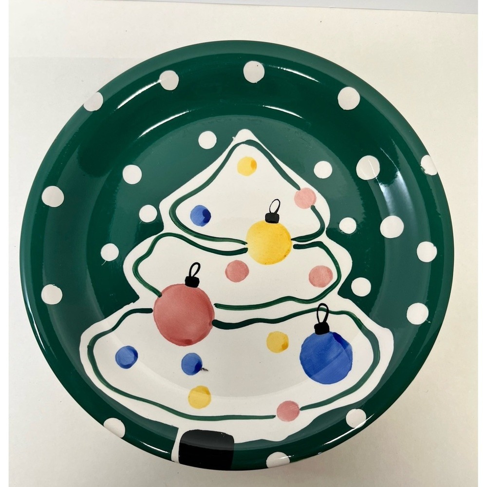 4 Handpainted GIBSON  11 1/2" Round Christmas Tree Plates MINT Condition
